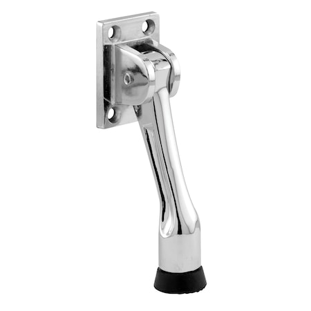 Prime-Line Door Holder, 4 in. Reach, Heavy Duty Diecast, Chrome Plated, Black Rubber Foot (Single Pack) 658-1008